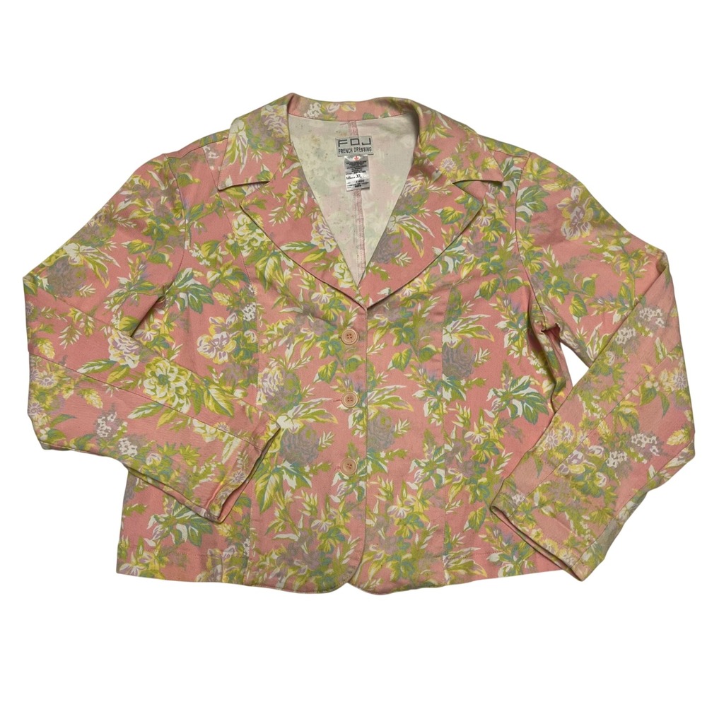 FDJ French Dressing Pink Floral Cotton Blazer Jacket XL